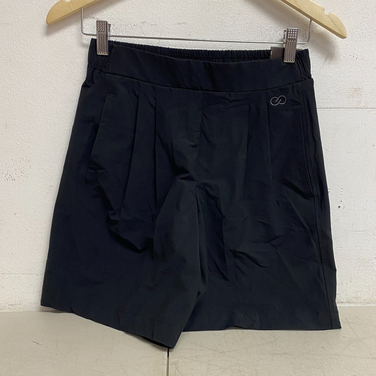 Calia High Rise Pleated Long Short Pure Black WAX12316 BRAND NEW