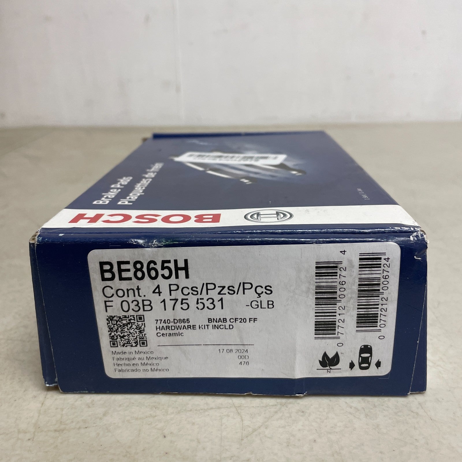 Bosch BE865H Blue Rear Ceramic Disc Brake Pad Set with Hardware for Acura Honda
