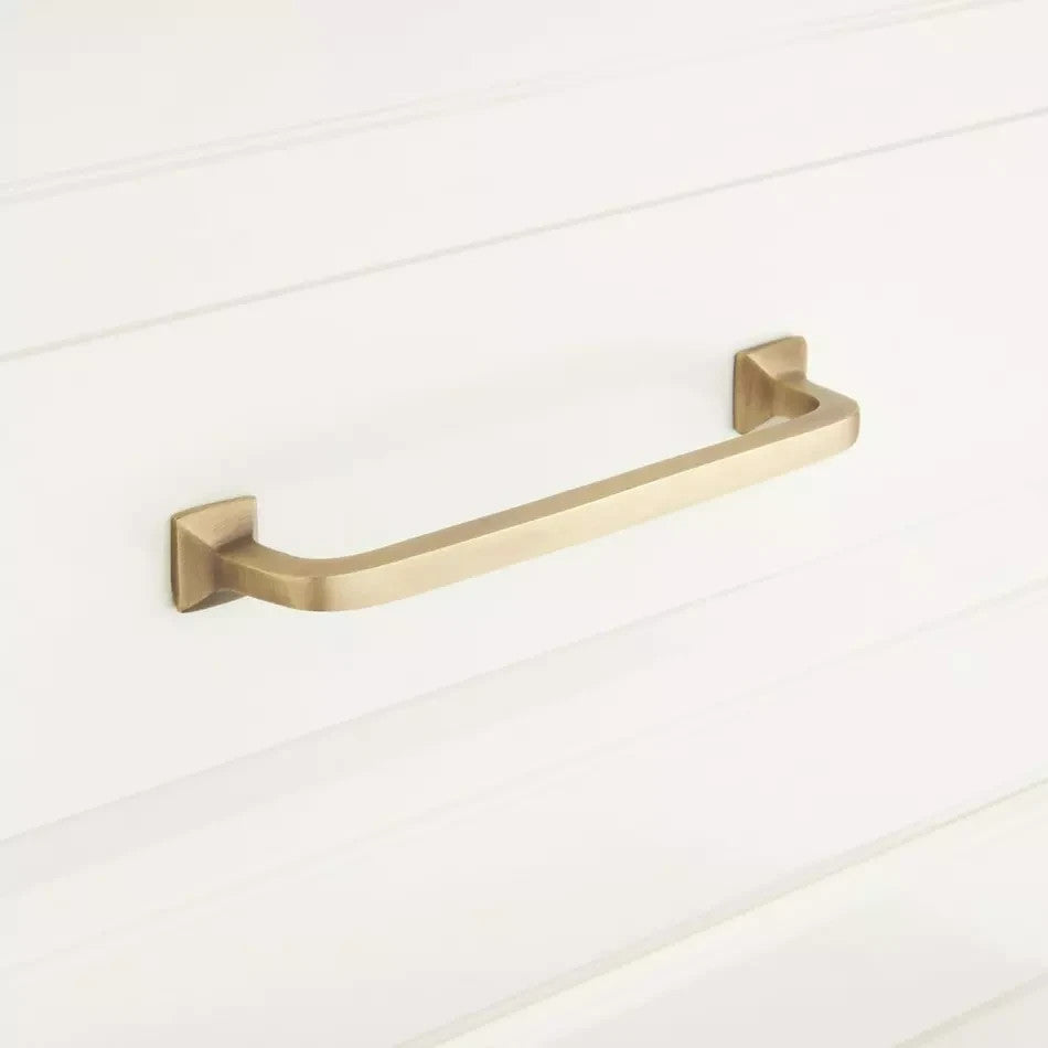 Signature Hardware 4" Klein Solid Brass Cabinet Pull Antique Brass HL-552-4-AB