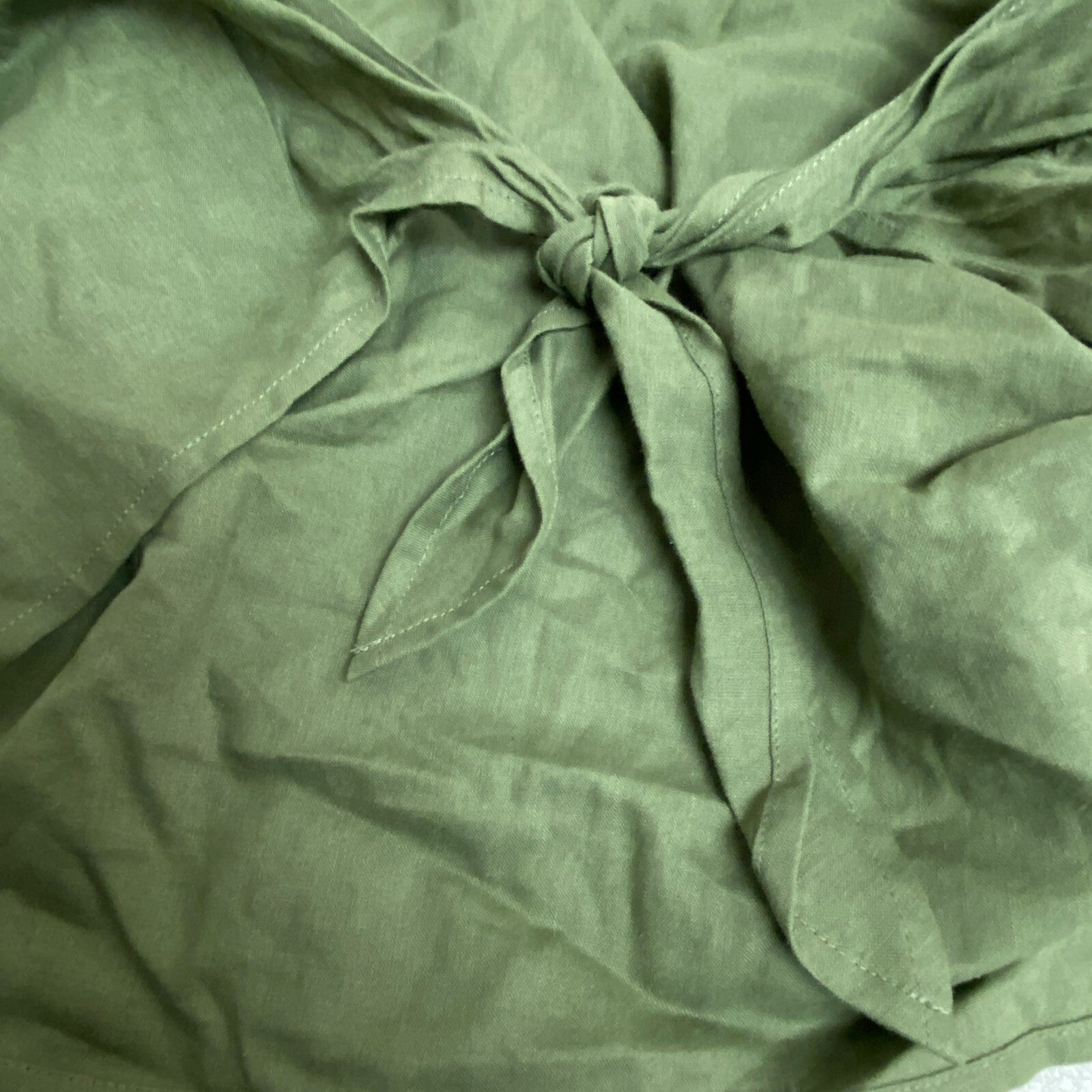 CALIA Women's Tie Front Long Sleeve Beach Shirt Dark Olive Cropped WSA23917