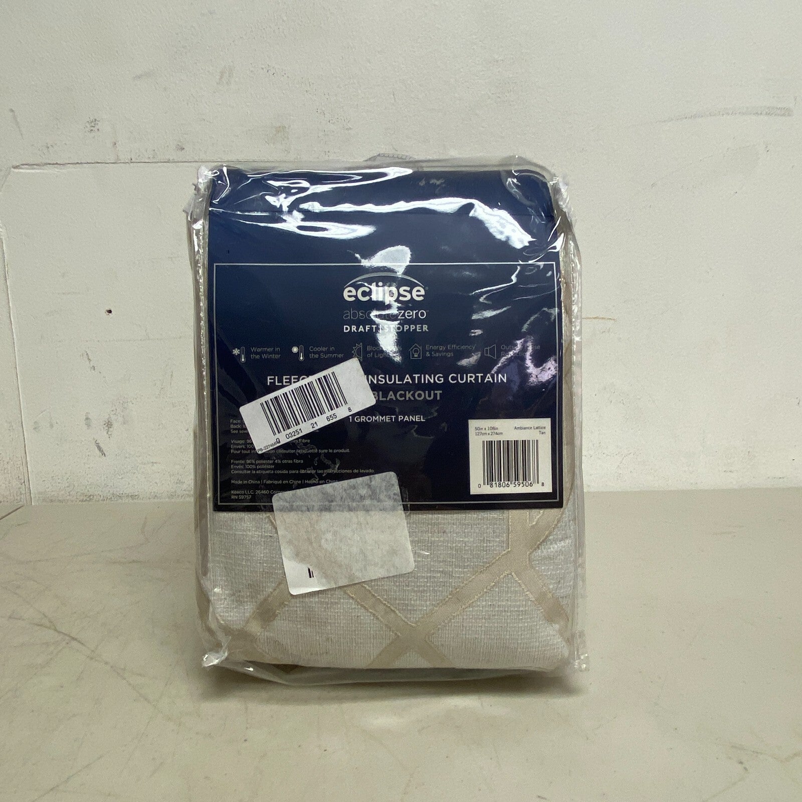 Eclipse Grommet Fleece Lined Insulating Curtain 50in x 108in Ambiance Lattice...