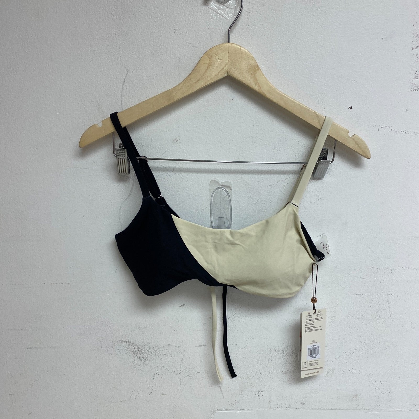 Calia Women's Tie Back Bikini Top Black Color block WSA23200PRT Brand New!