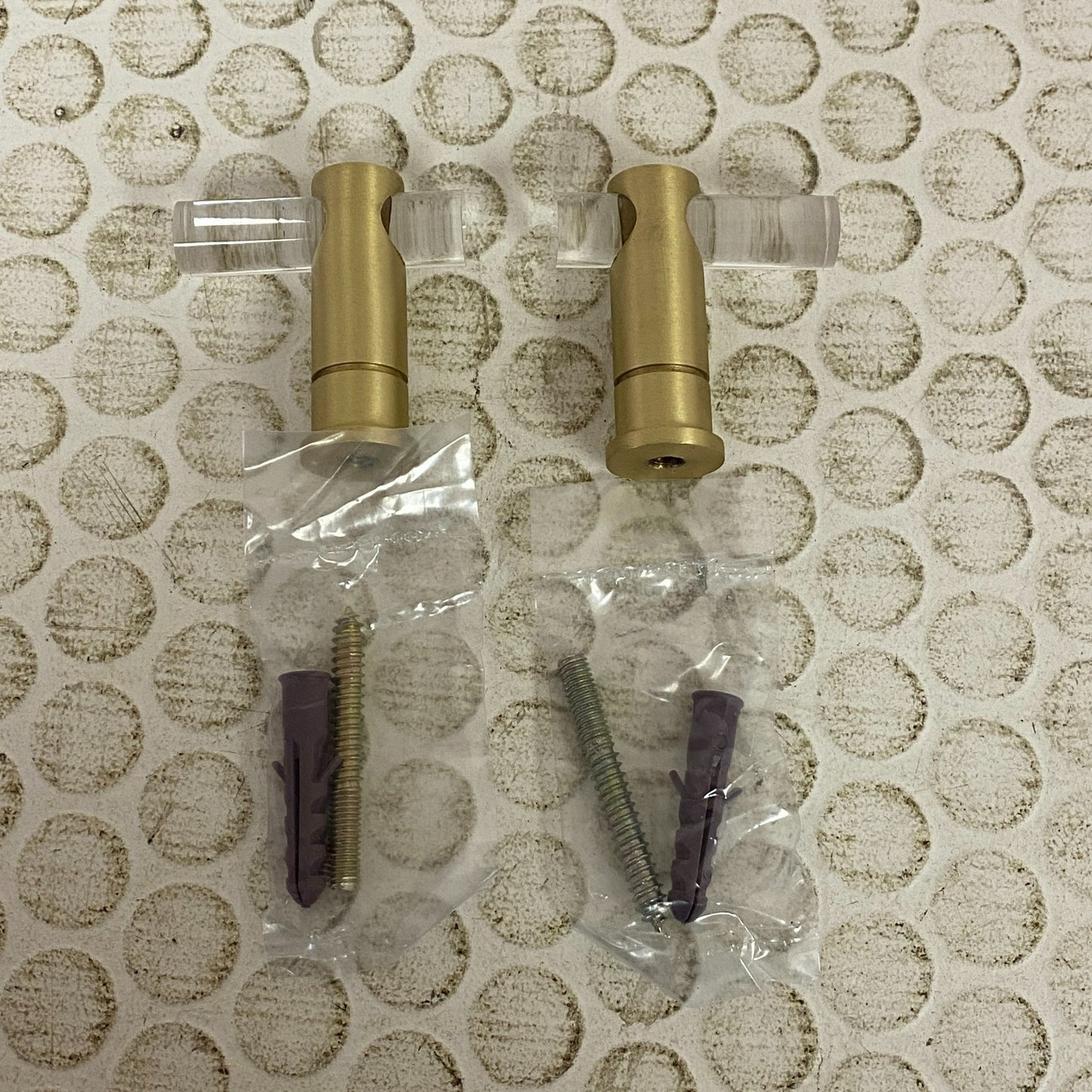 Signature Hardware Clanora Acrylic Hook Clear & Satin Brass Wall Mounted 2 PACK