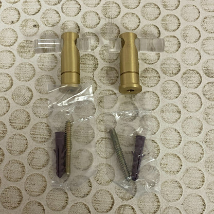 Signature Hardware Clanora Acrylic Hook Clear & Satin Brass Wall Mounted 2 PACK