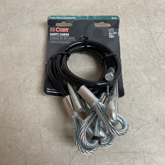 CURT 80151 Trailer Safety Cables 44-1/2" Vinyl Coated 5000 lb Break 2 Pack