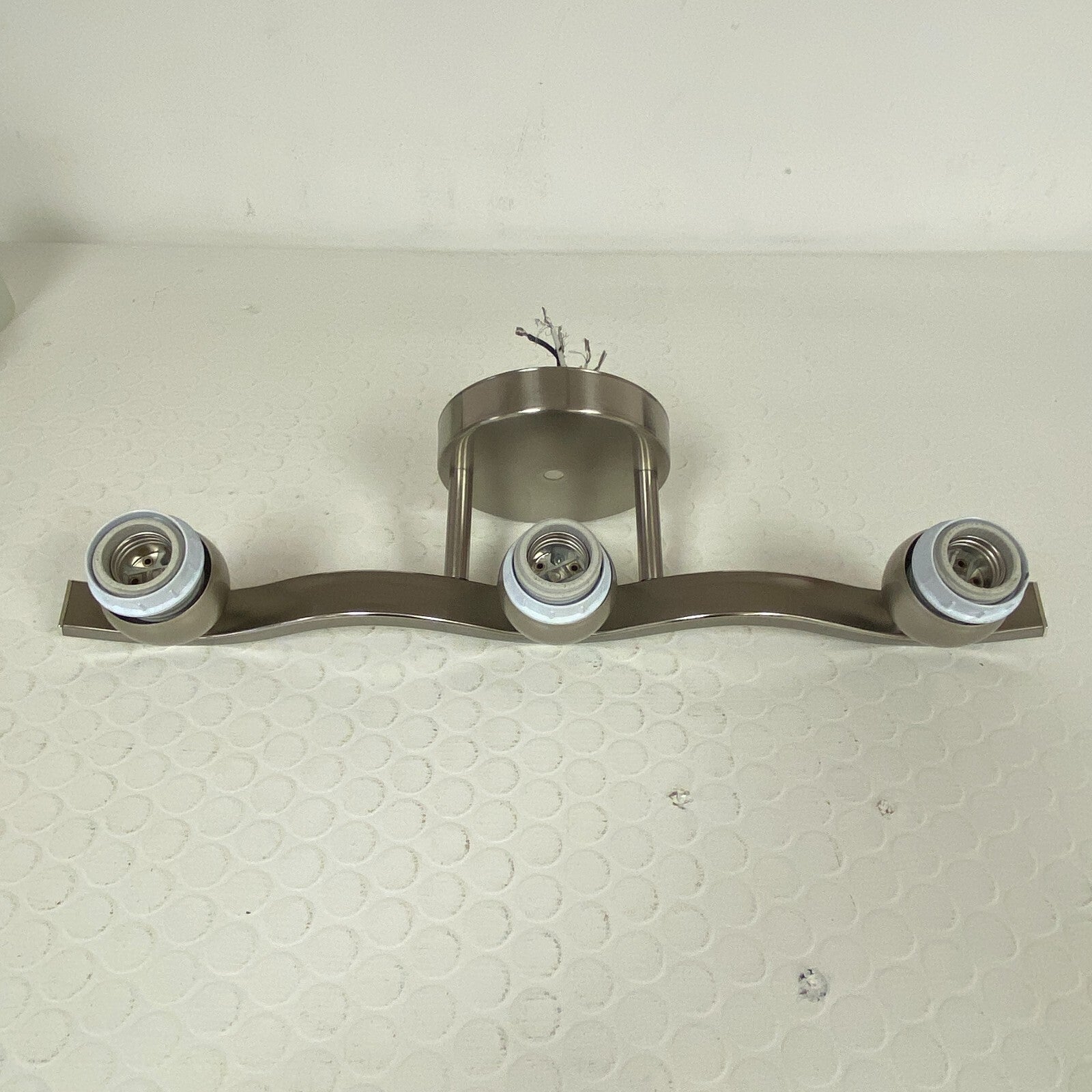 allen + roth 3-Light Vanity Bar Brushed Nickel Finish Marble-Washed Glass Shades