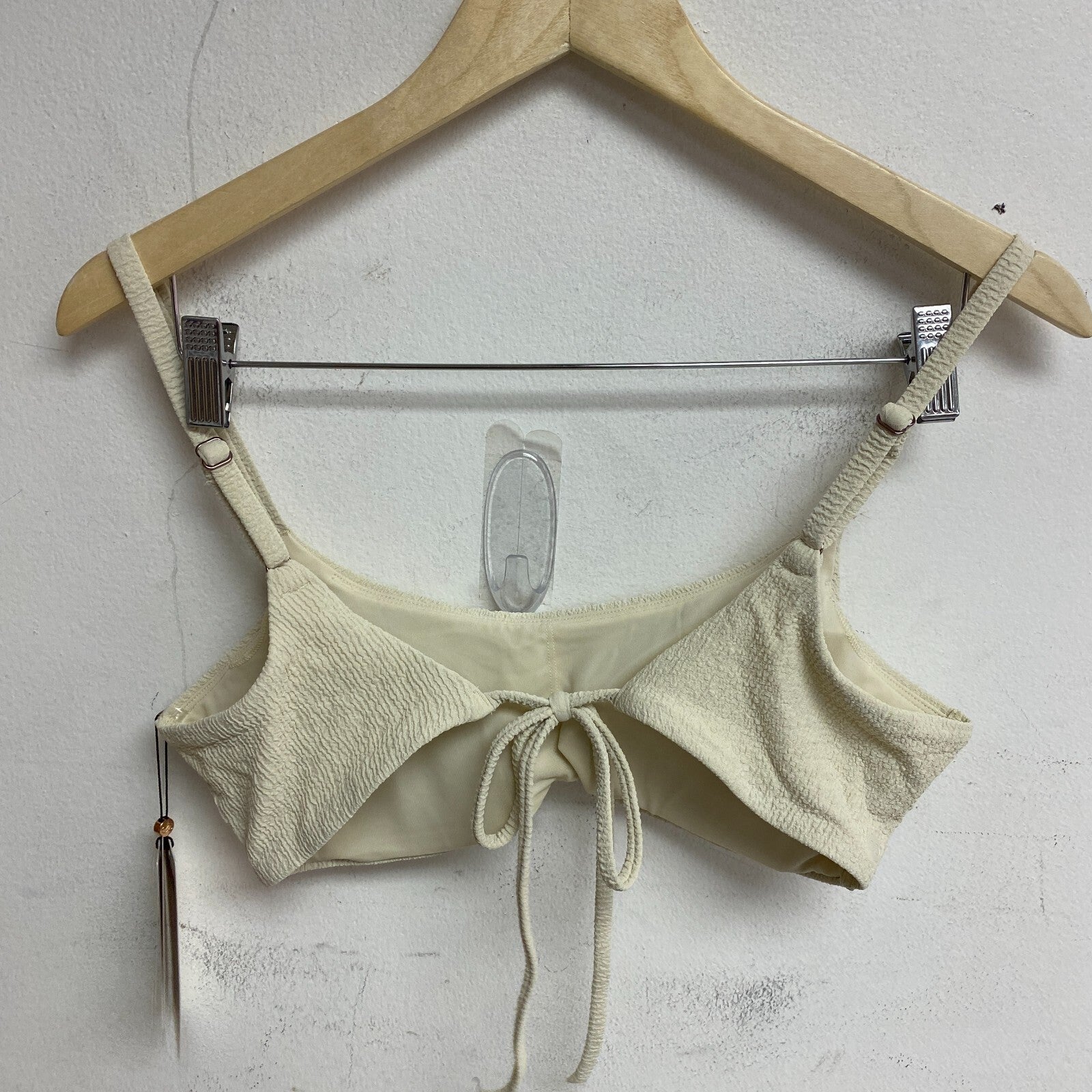 Calia Women's Swim Collection Racerback Tie Back Bikini Top Light Sand WSA23200N