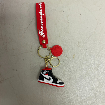 Assorted Silicone Air Jordan 1 Black and Red Keychain Accessory