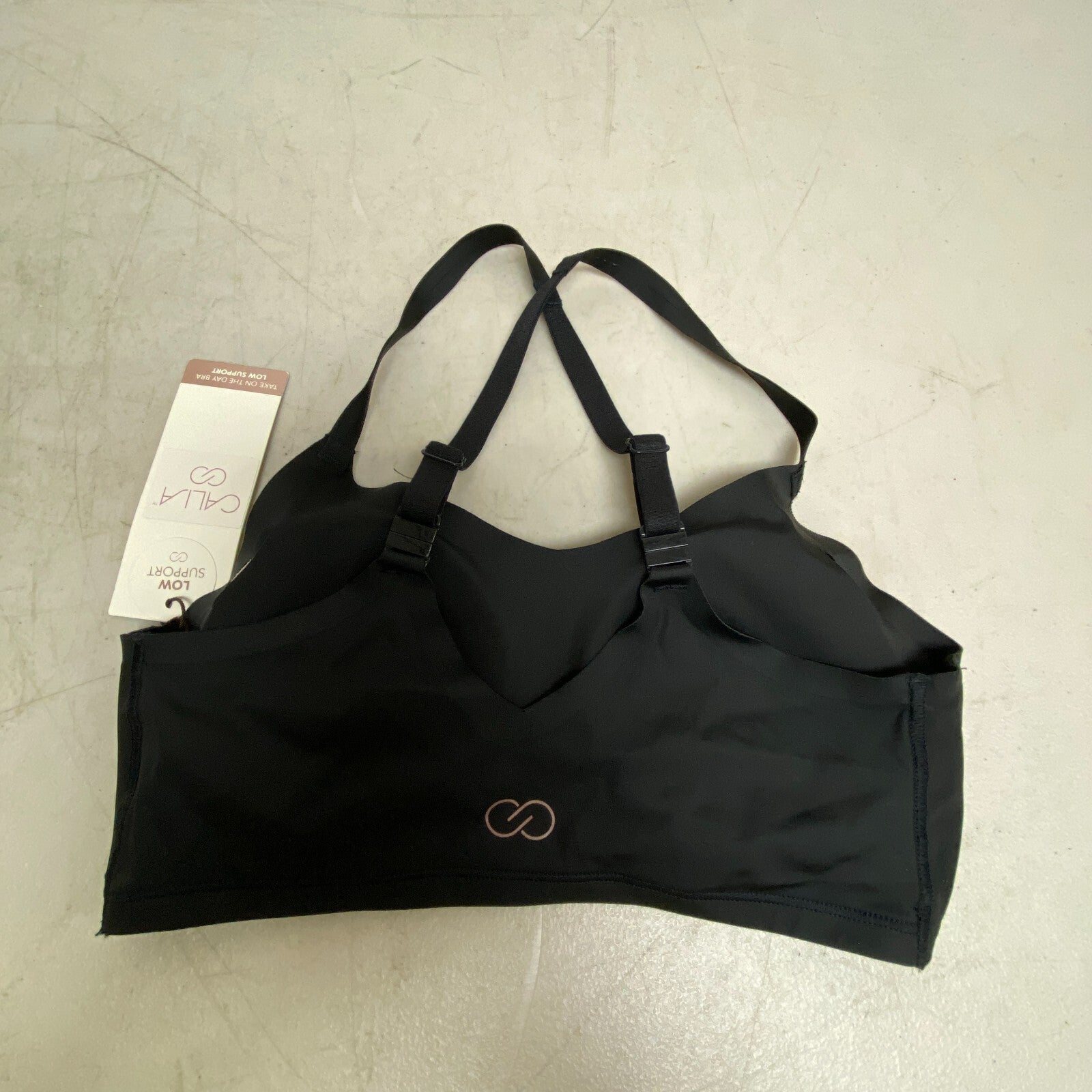 Calia Women Take On The Day Low Support Bra Pure Black WAX17358Z Brand New