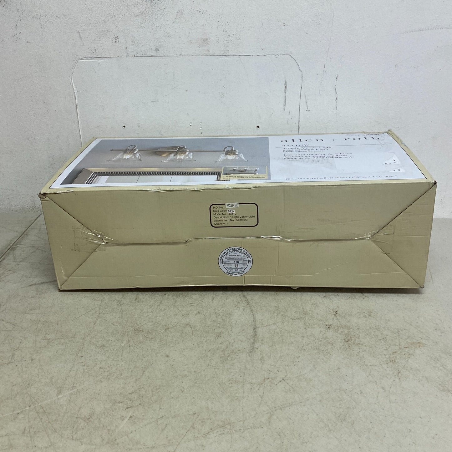 Allen + Roth Bartow 3 Light Vanity Light Brushed Nickel Finish Clear Glass Shade