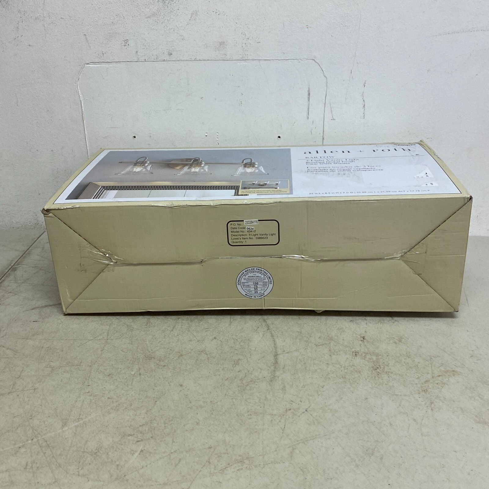 Allen + Roth Bartow 3 Light Vanity Light Brushed Nickel Finish Clear Glass Shade