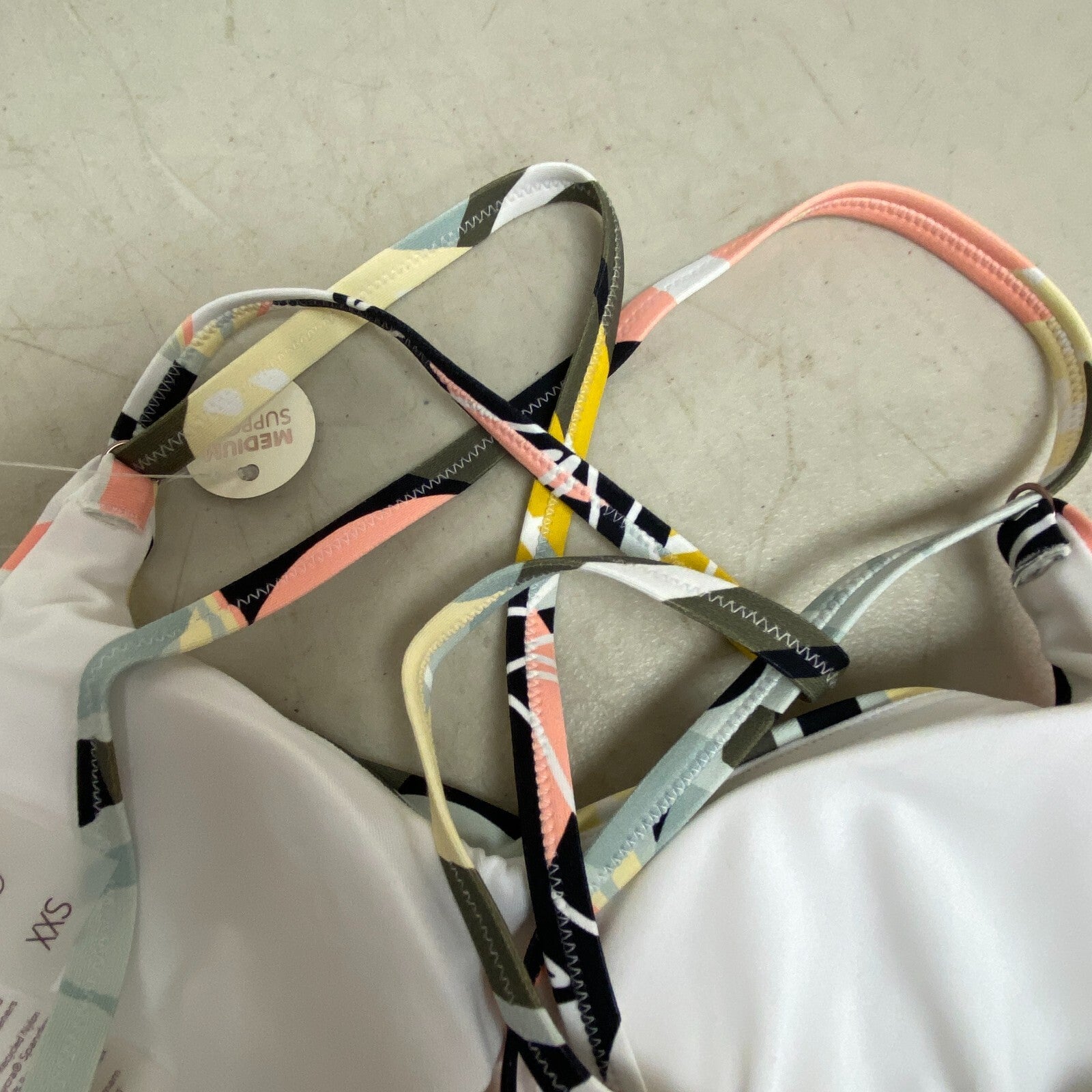 Calia Womens Ruched Front Cross Top Multi Palm WSA23204PRT BRAND NEW