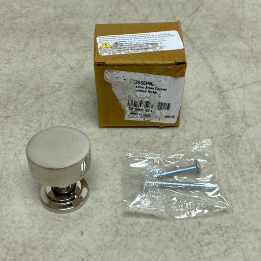 SIGNATURE HARDWARE 1-3/8'' Hosmer Solid Brass Round Cabinet Knob-Polished Nickel