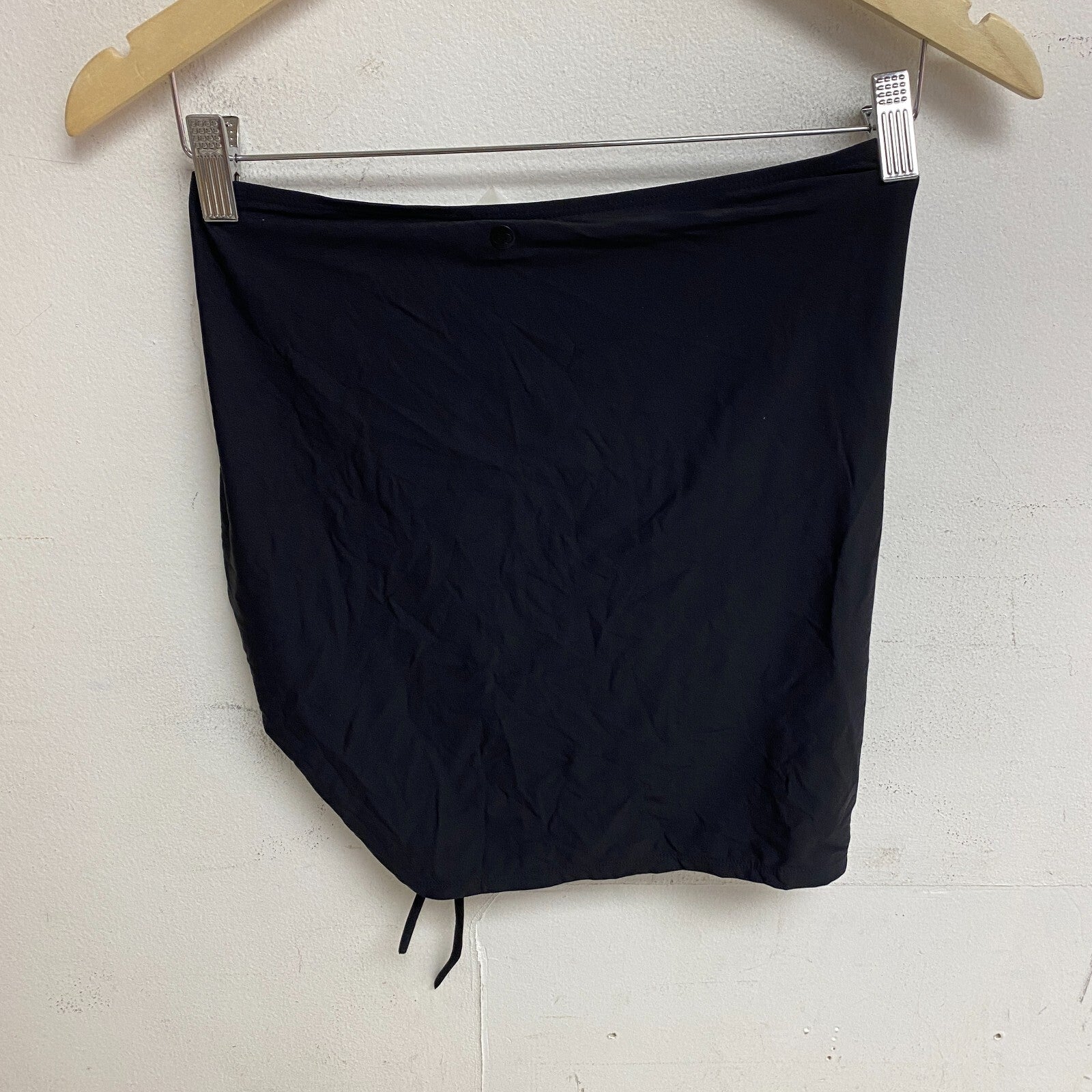 CALIA RUCHED DRAWSTRING High Rise SWIM SKIRT PURE BLACK WSA23506 Brand New!