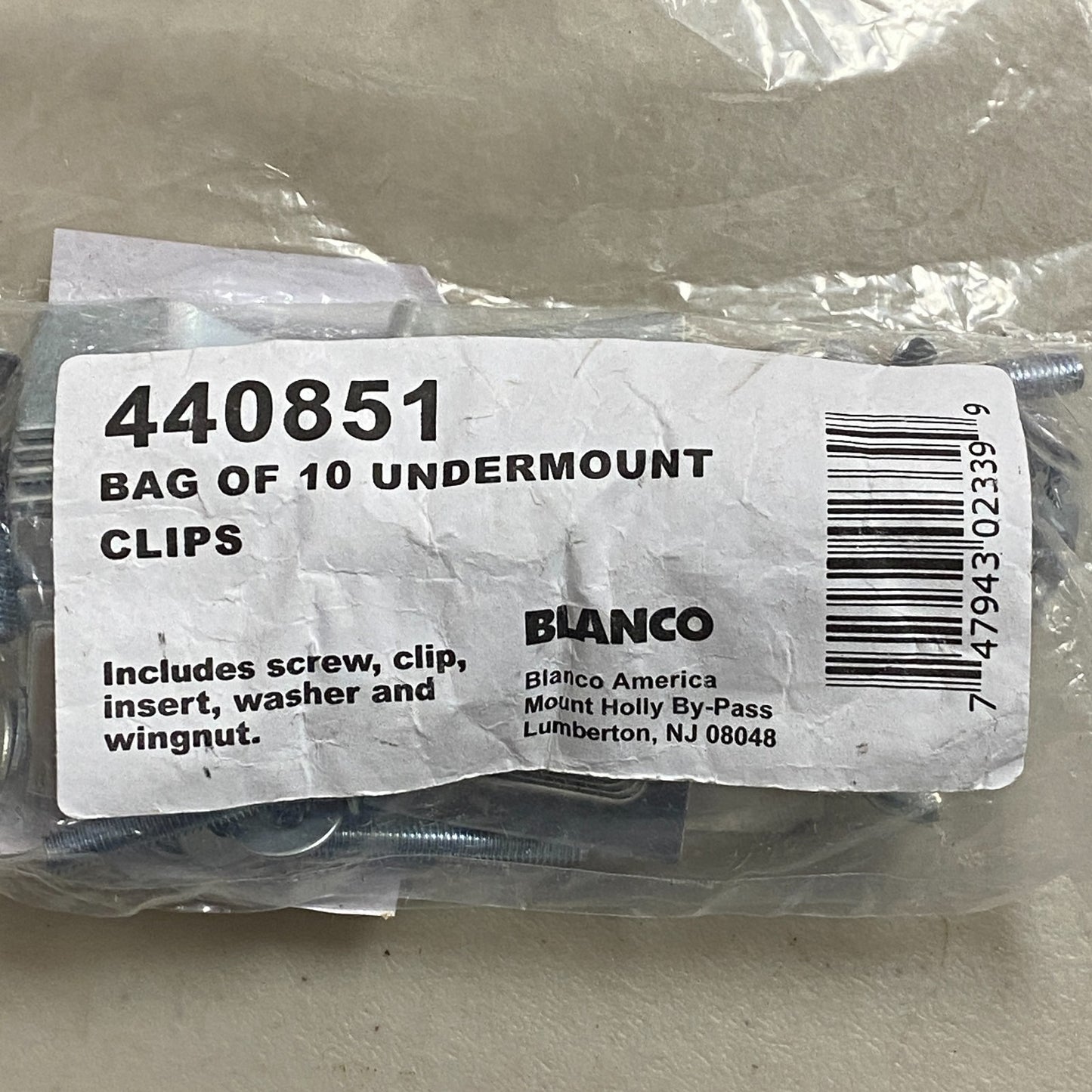 Blanco Undermount Sink Clips Pack of 10 Stainless Steel Model 440851