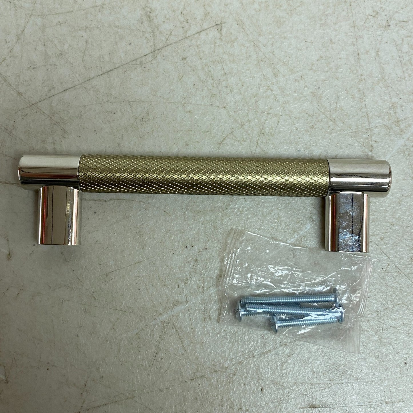SIGNATURE HARDWARE 5-1/8" JERICO CABINET PULL-POLISHED NICKEL/GOLDEN CHAMPAGNE