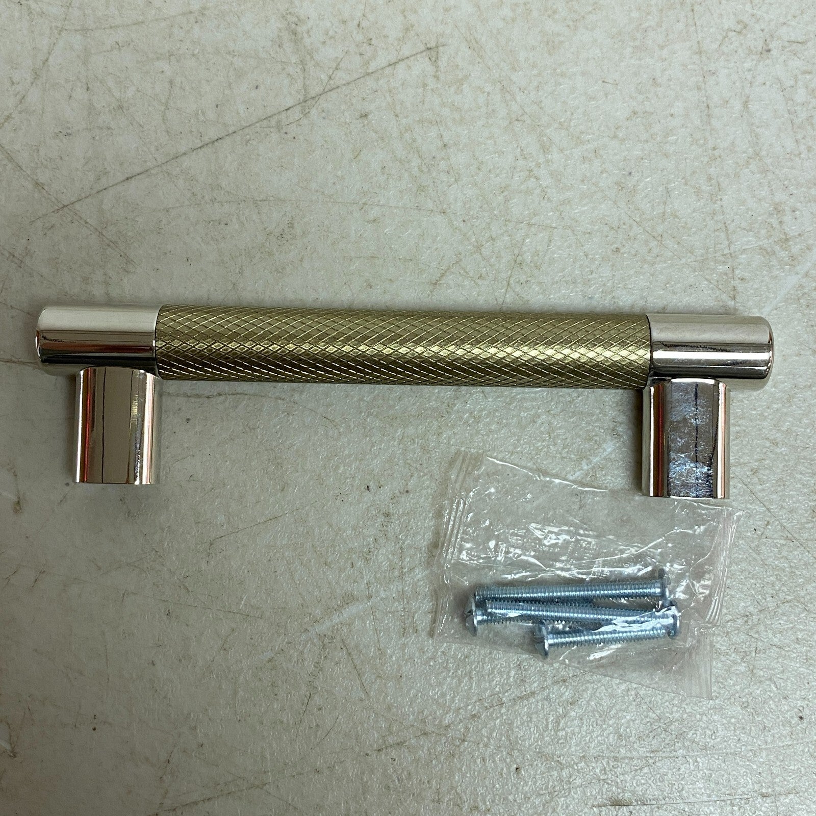SIGNATURE HARDWARE 5-1/8" JERICO CABINET PULL-POLISHED NICKEL/GOLDEN CHAMPAGNE