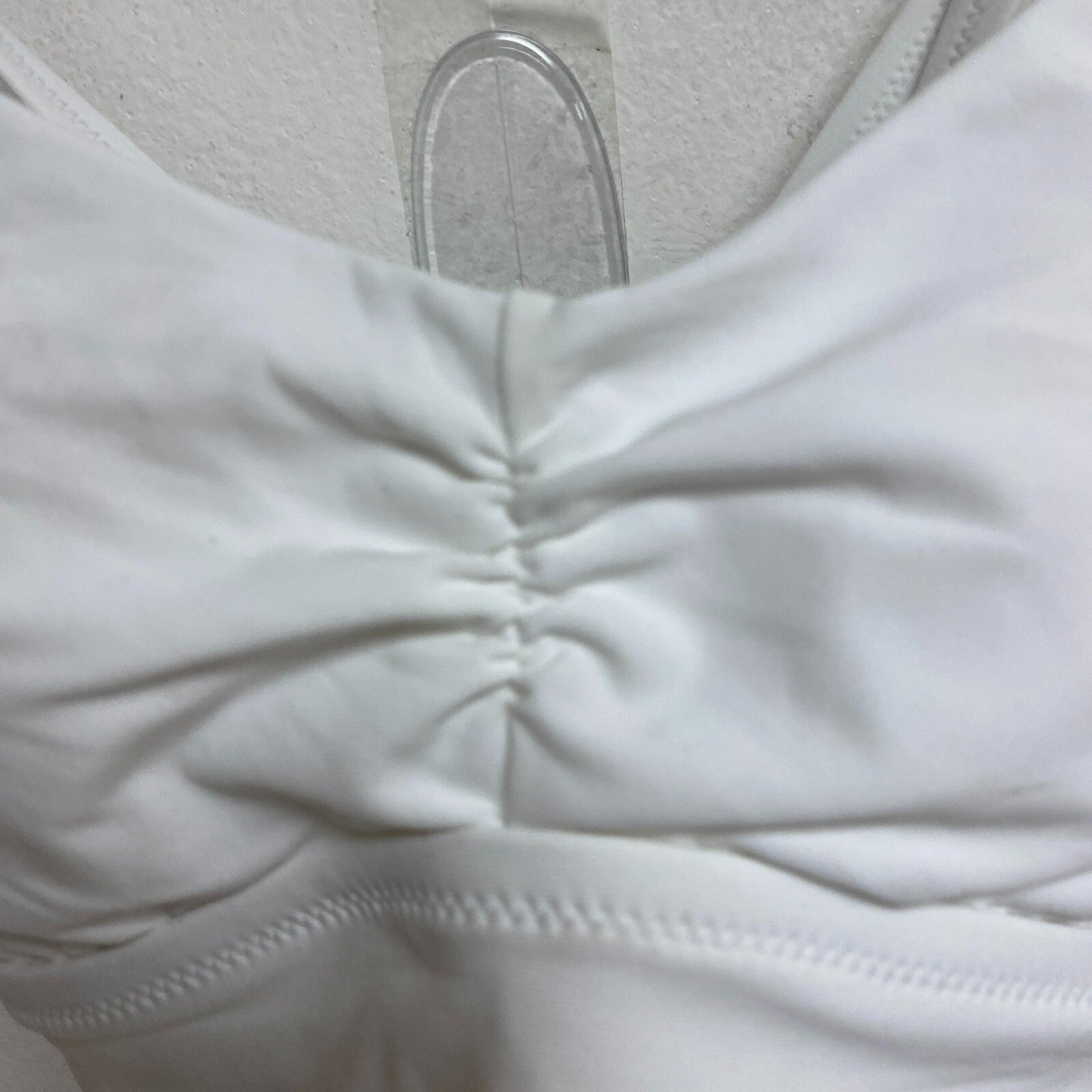 Calia Womens Runched Front Cross Top PURE WHITE Solid WSA23204PRT