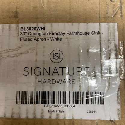 Signature Hardware Curington 30″ Fireclay Farmhouse Sink Fluted Apron White