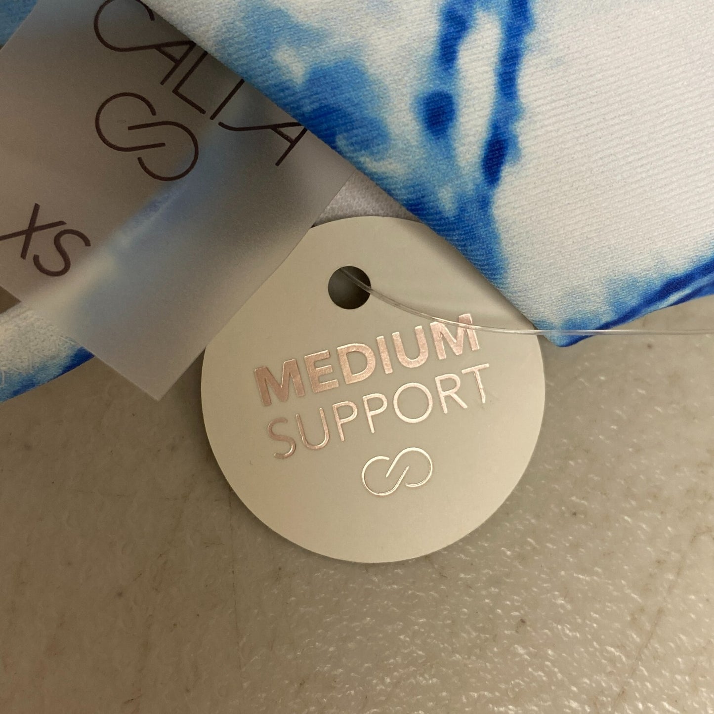 Calia Ruched Front Cross Back Top Floral Flourish Blue Bikini Top WSA22202PRT