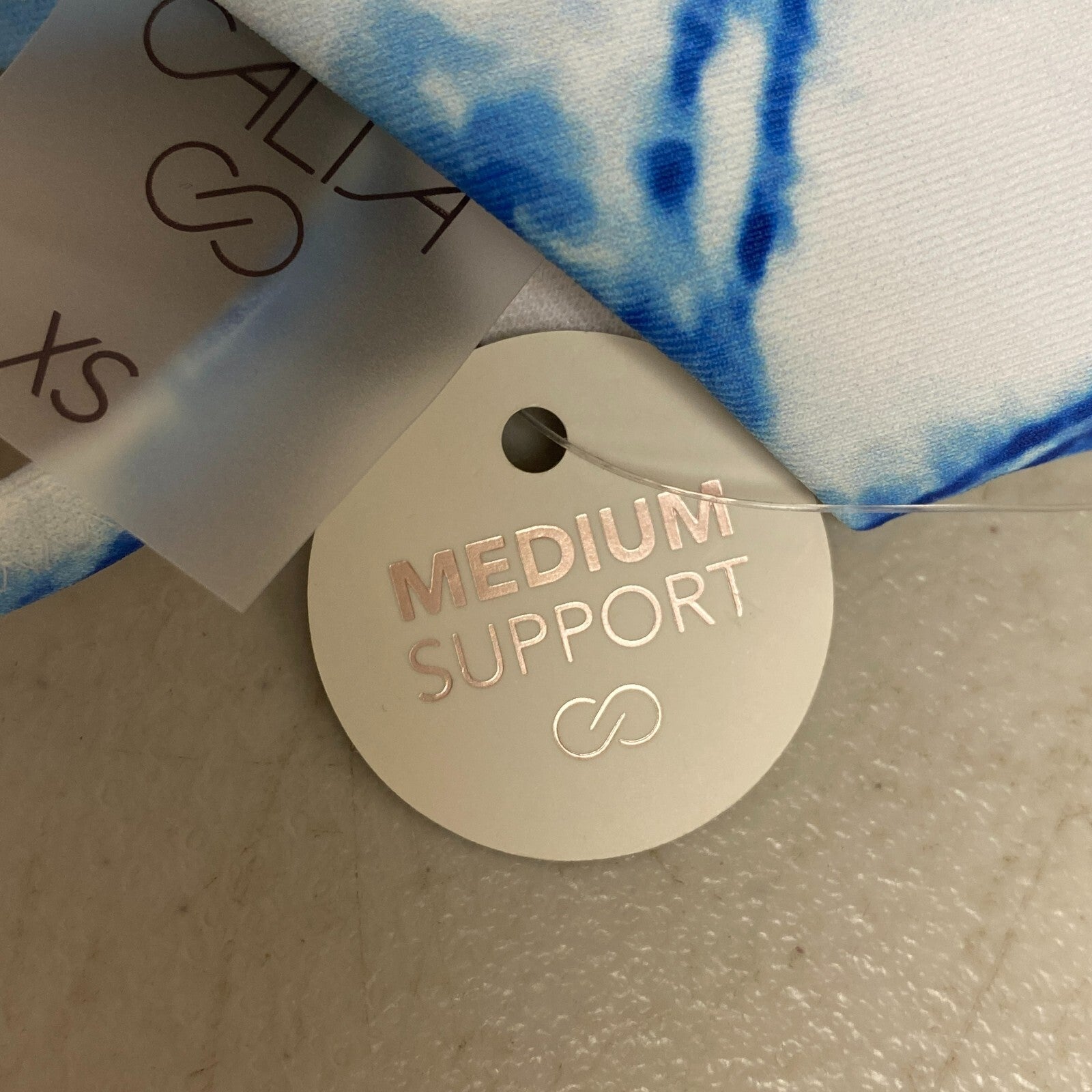 Calia Ruched Front Cross Back Top Floral Flourish Blue Bikini Top WSA22202PRT