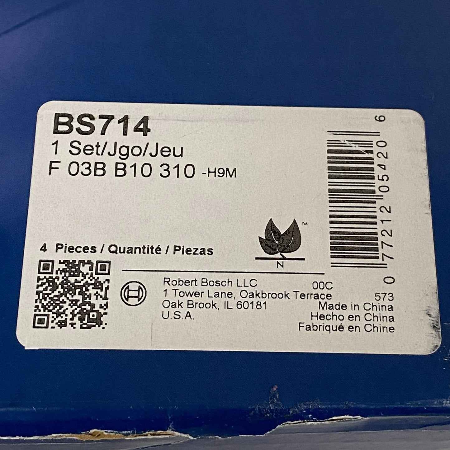 Bosch BS714 Blue Rear Drum Brake Shoe Set for Dodge Caravan Chrysler Voyager