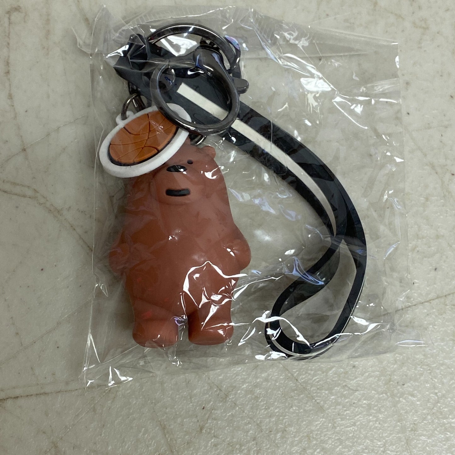 Assorted Silicone We Bare Bears Brown Bear Keychain With Basketball Accessory