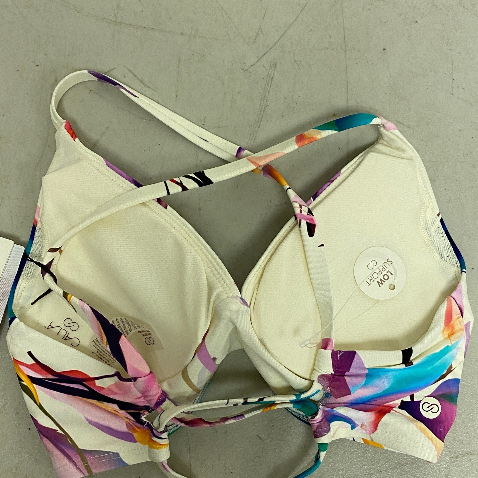 CALIA Women's Trendy Triangle Bikini Top Unbleached/Multi  WSA23201PRT