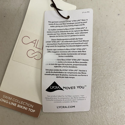 Calia Women's Swim Long Line High Neck Racerback Bikini Top Pure Black WSA21207