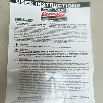 Cementex Hard Cap Polycarbonate Shell Model HC-6A