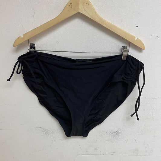 calia WOMENS Swim Adjustable Rise Bikini RUCHED BOTTOM PURE BLACK WSA20402 New!