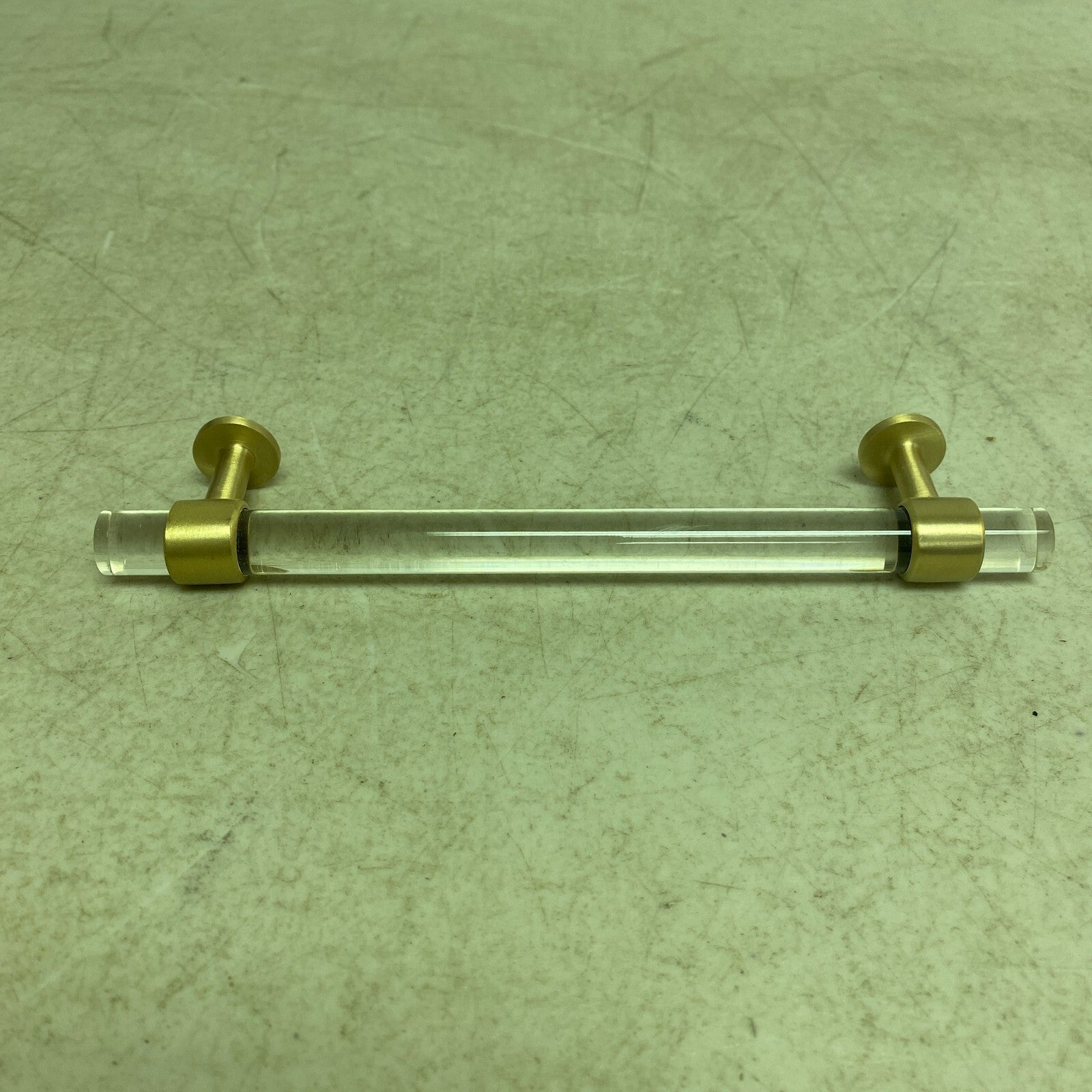 SIGNATURE HARDWARE 6" BERYN ACRYLIC CABINET PULL SATIN BRASS , HN-B-9021.6.SB