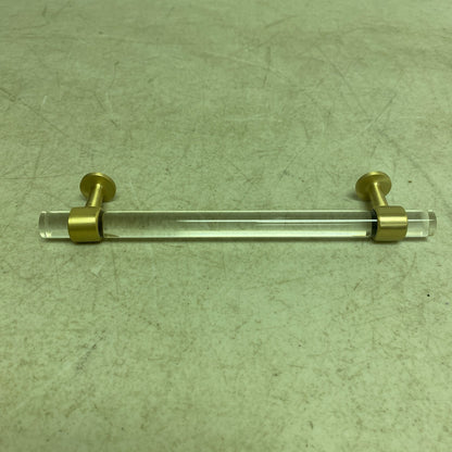 SIGNATURE HARDWARE 6" BERYN ACRYLIC CABINET PULL SATIN BRASS , HN-B-9021.6.SB