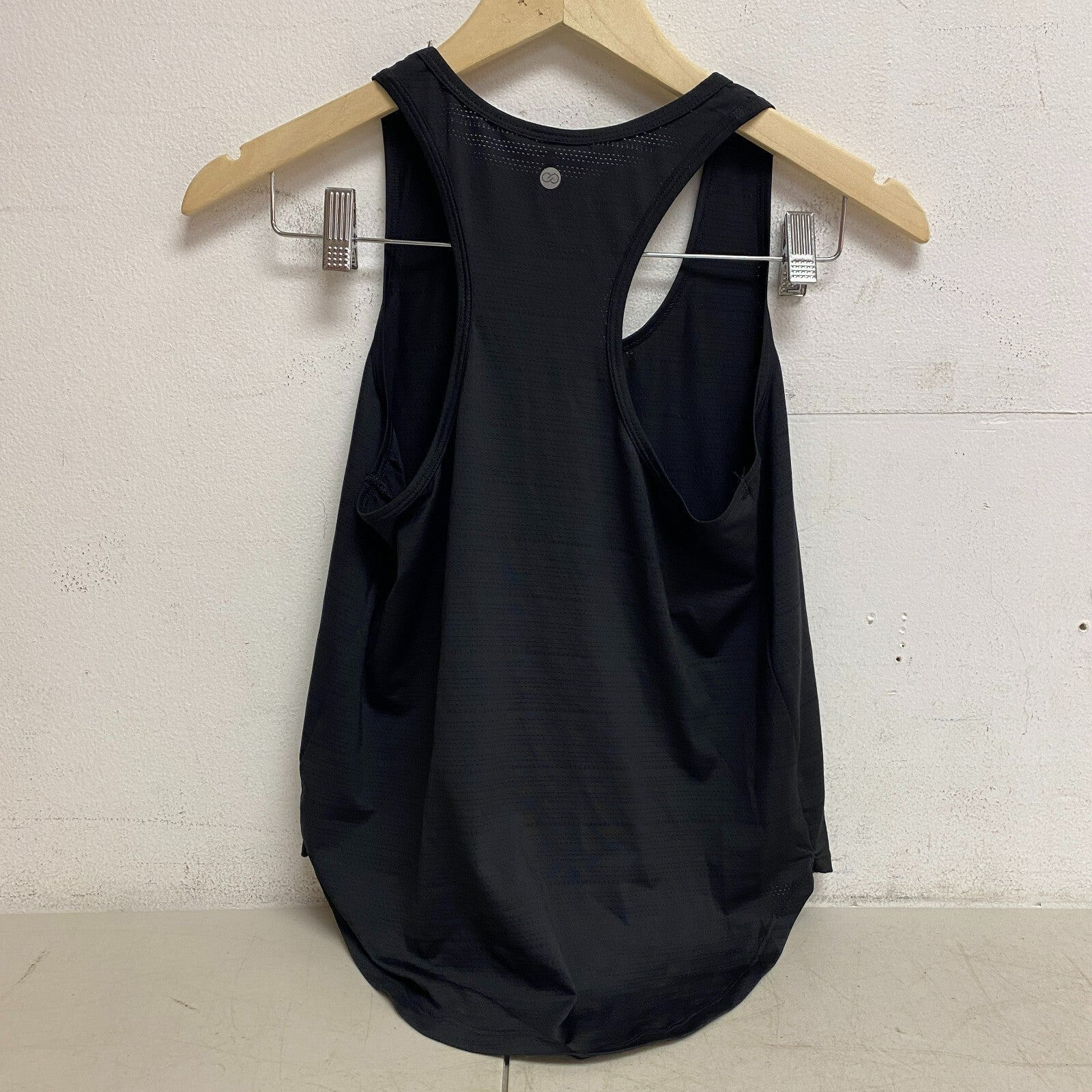 CALIA Women's Scoop Racer Tank Pure Black Solid Sleeveless Racerback WAX11205XFS