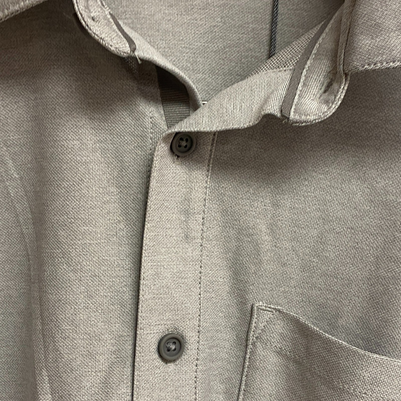 VRST Mens LS Button Down Shirt Silver Shadow Heather Collared MAX100322