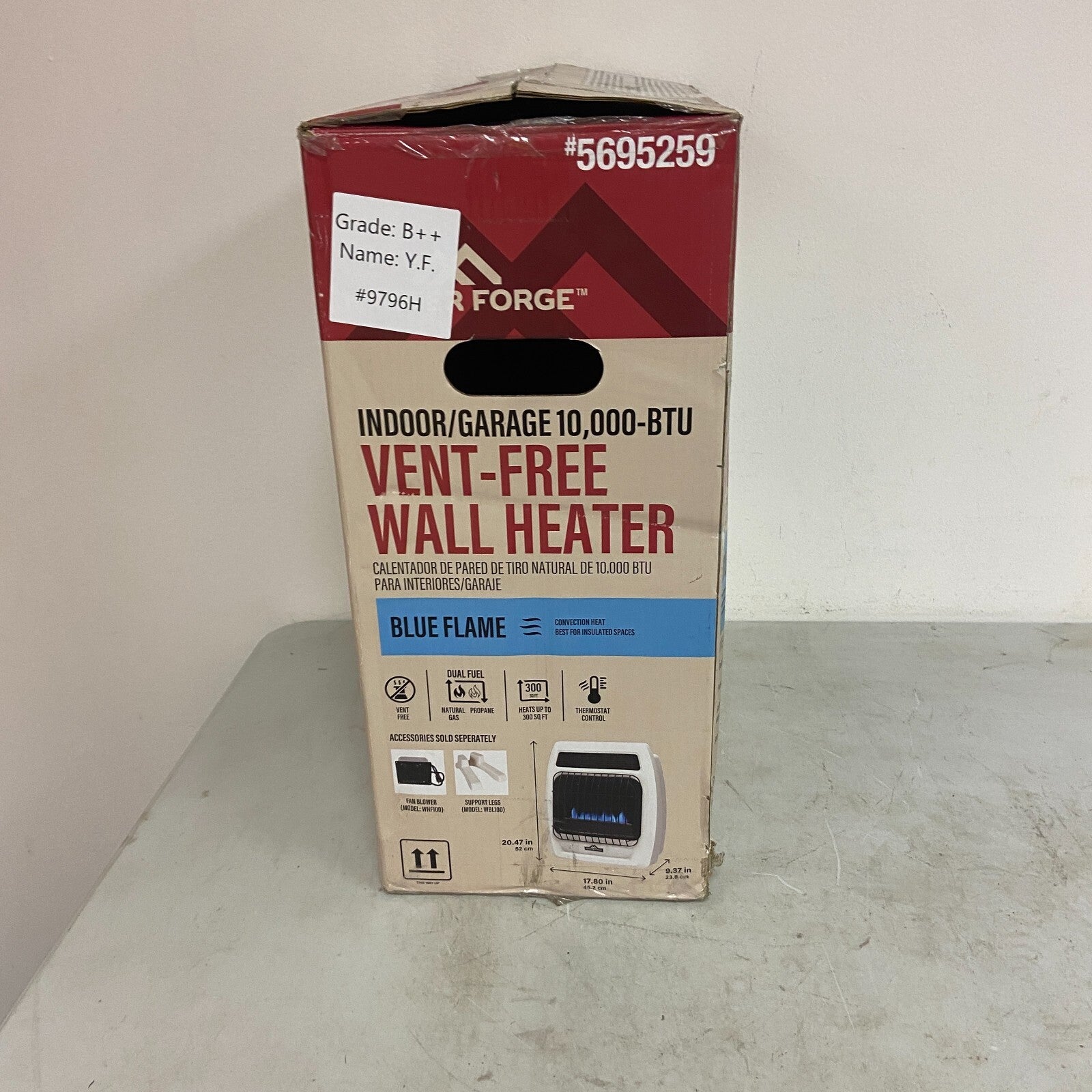 Master Forge Indoor/Garage 10,000-BTU Vent-Free Wall Heater Blue Flame