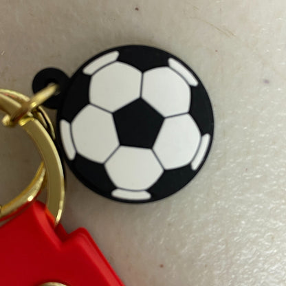 Assorted Silicone Soccer Keychain With #7 Kevin De Brutne Red Jersey Accessory