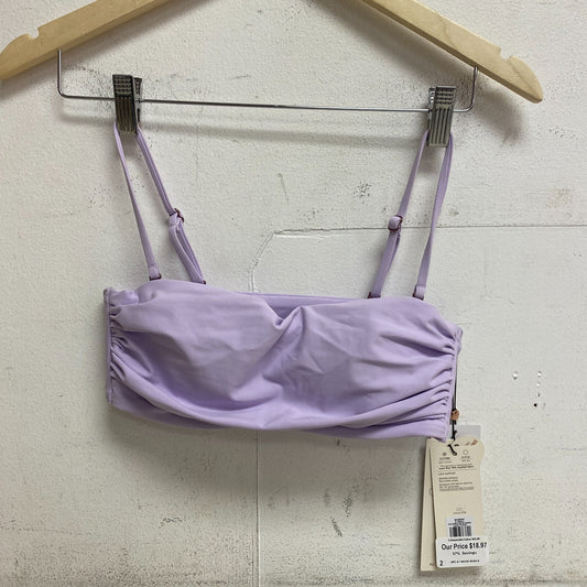 CALIA Women's Shirred Strapless Bandeau Low Support SwimTop Lilac Flash WSA23202