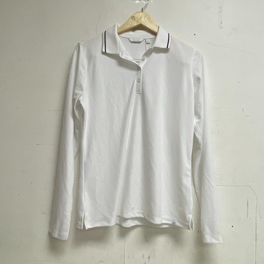 Lady Hagen Women's Rib Trim Long Sleeve Golf Polo Pure White WGH31515VC