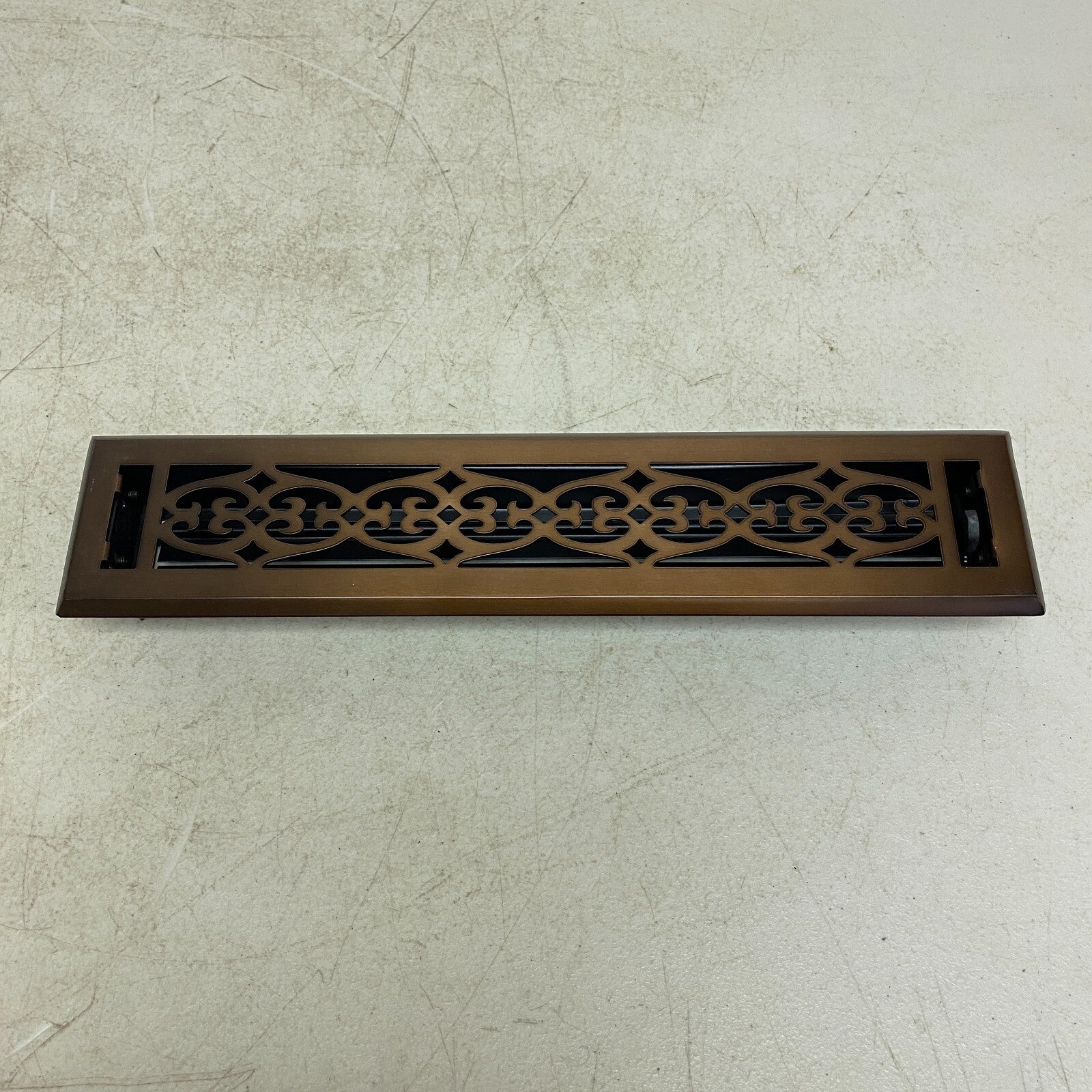 SIGNATURE HARDWARE OLD VICTORIAN STEEL FLOOR REGISTER WITH WALL CLIPS 2-1/4"....