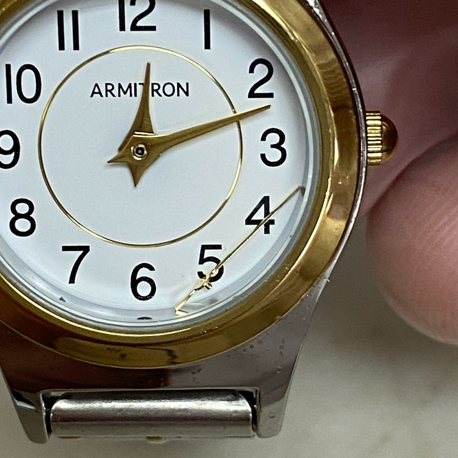 Armitron Watch Japan Quartz Women Dual Tone Gold Plated Stretch Steel 75/5420TTG