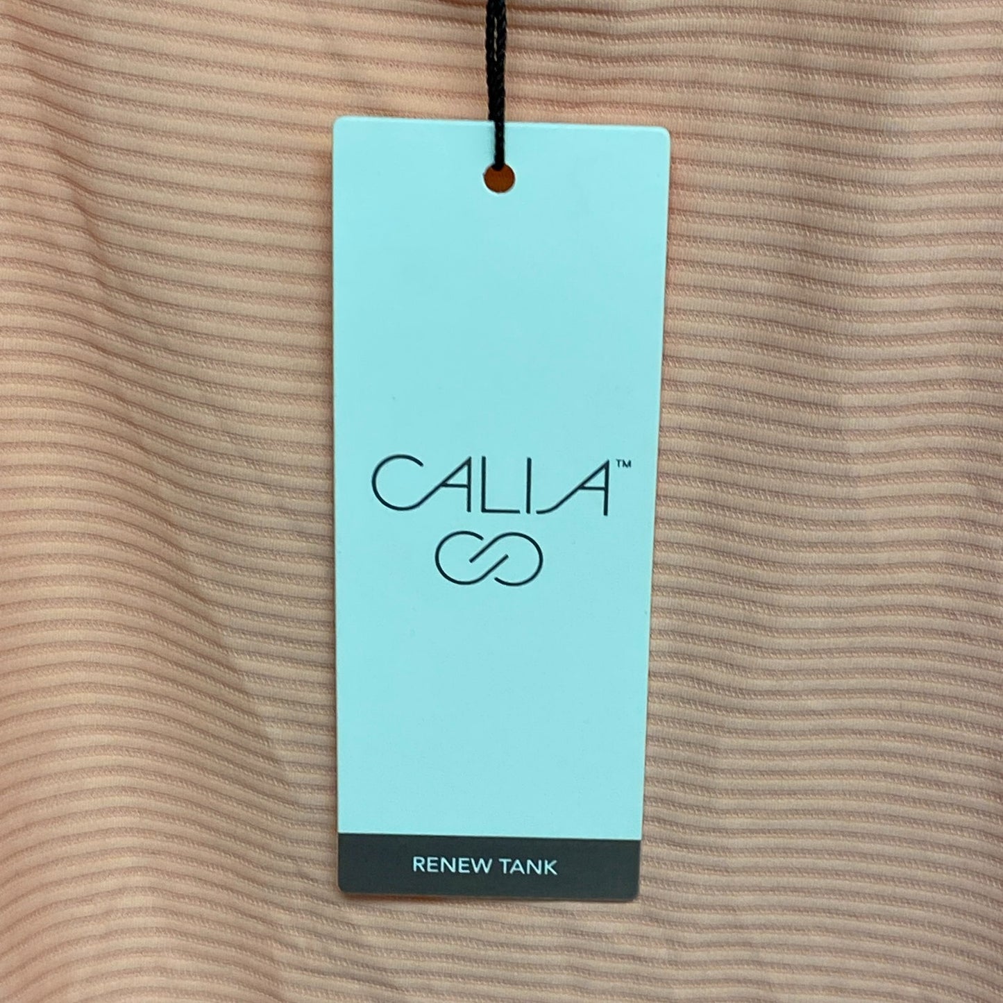 Calia Womens Renew Tank Peach Glow  Relaxed Fit Round Neck Striped WAX11165