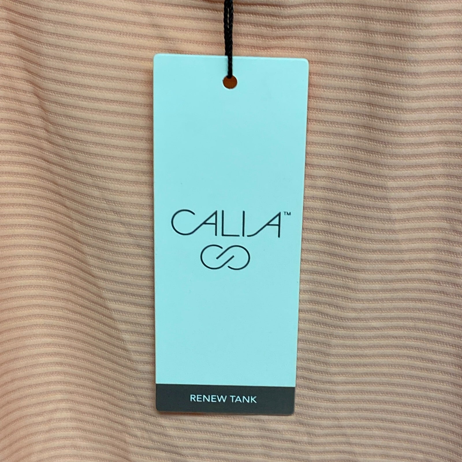 Calia Womens Renew Tank Peach Glow  Relaxed Fit Round Neck Striped WAX11165