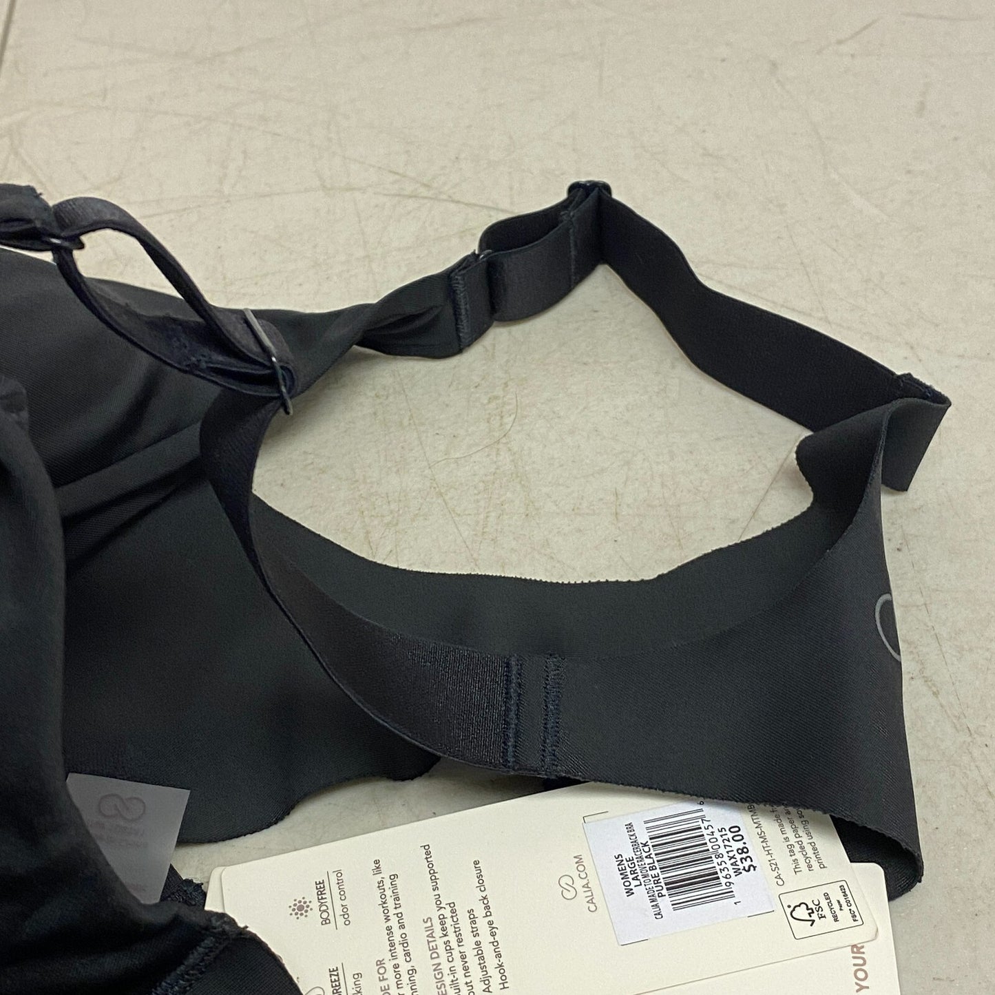 Calia Womens Made to Move Raceback Bra Pure Black Solid Sleeveless WAX17215