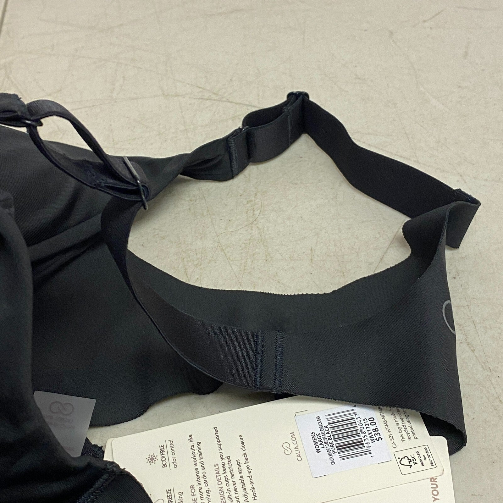 Calia Womens Made to Move Raceback Bra Pure Black Solid Sleeveless WAX17215