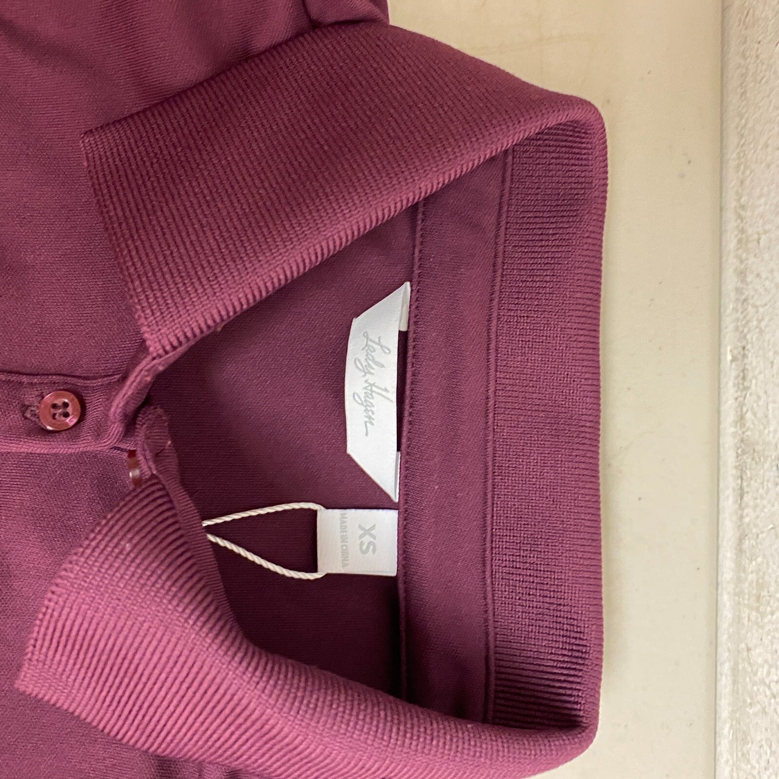 Lady Hagen Women's Sleeveless Ruffle Sleeve Polo Ripe Boysenberry WGH11478 New