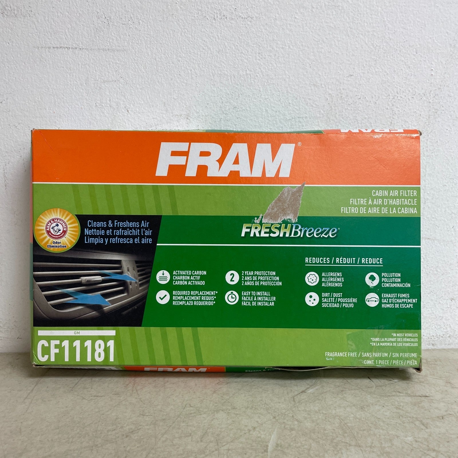 FRAM CF11181 Fresh Breeze Cabin Air Filter w/ Arm & Hammer Baking Soda GM Cars