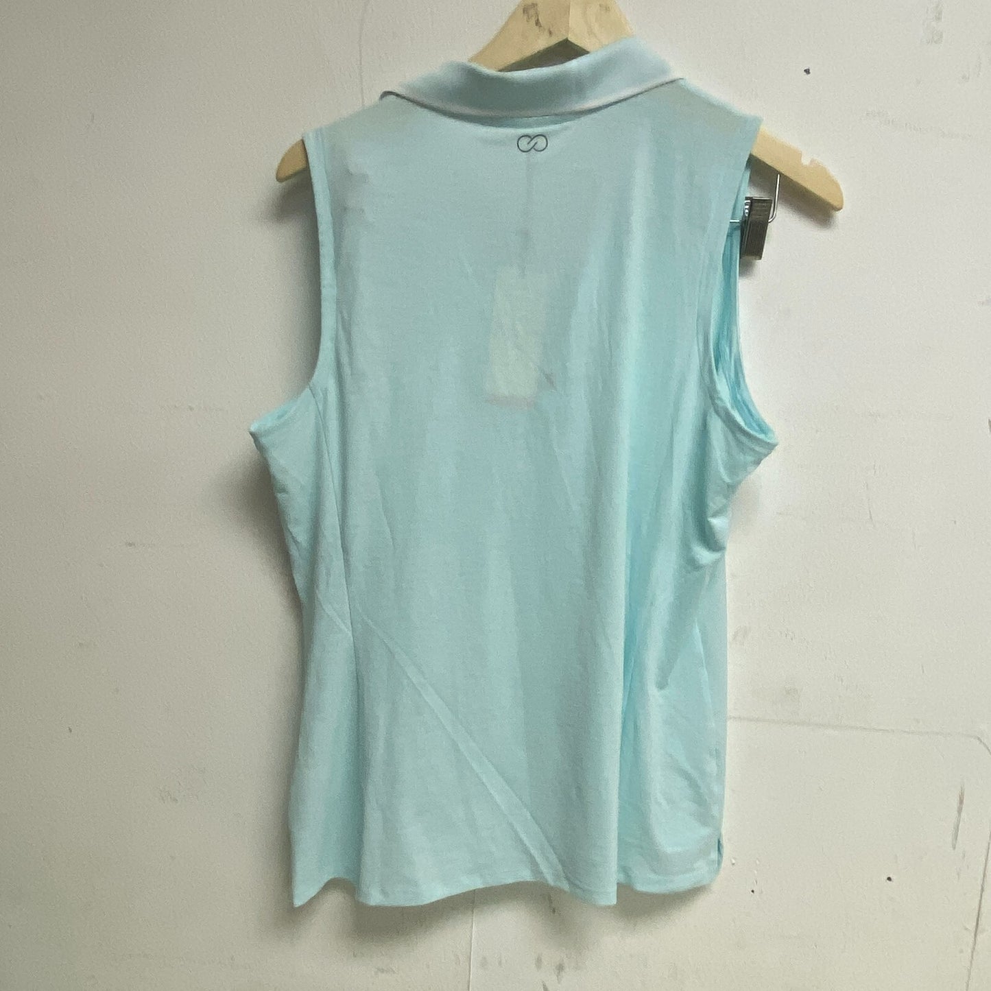 Calia Womens on Par Sleevless Polo Taffy Blue Solid Summer Zip polo WCG11000S22