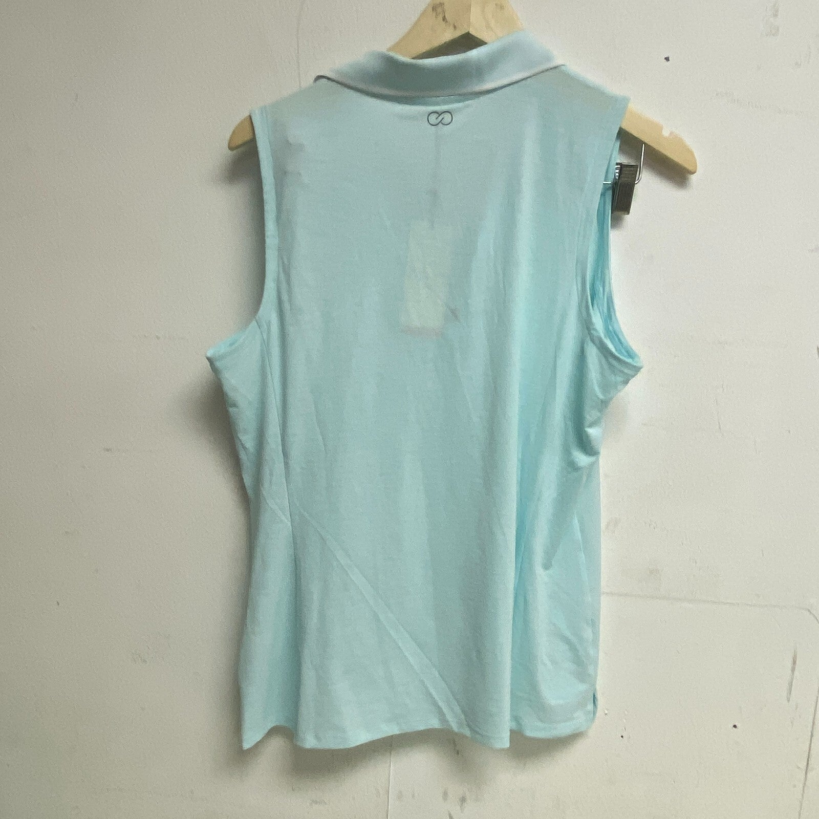 Calia Womens on Par Sleevless Polo Taffy Blue Solid Summer Zip polo WCG11000S22