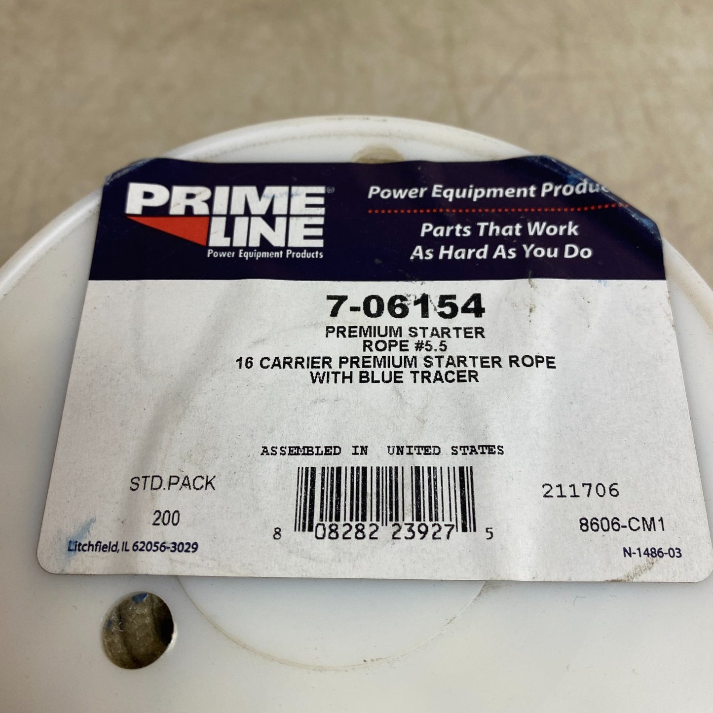 Prime Line Starter Rope 7-016154 7/32" Dia x 200' White/Blue Braided Cord